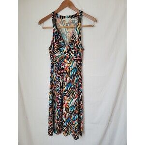 Kenneth Cole New York Women's M Multi-Color Animal Print Halter Neck Dress